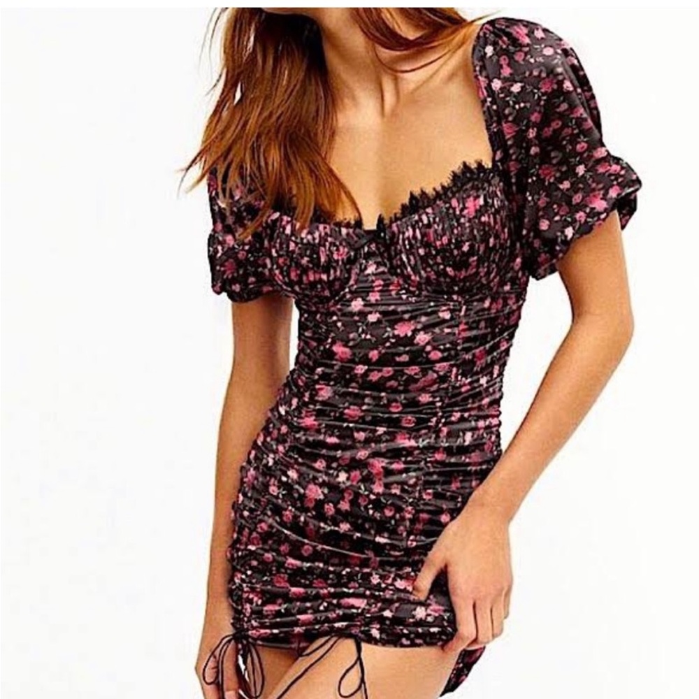 For Love & Lemons Size L Floral Romant Rouched Dress